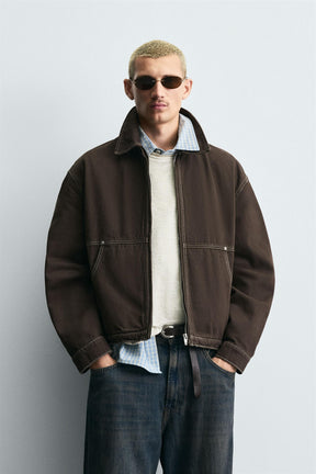 CONTRAST STITCH WASHED JACKET - Image 2