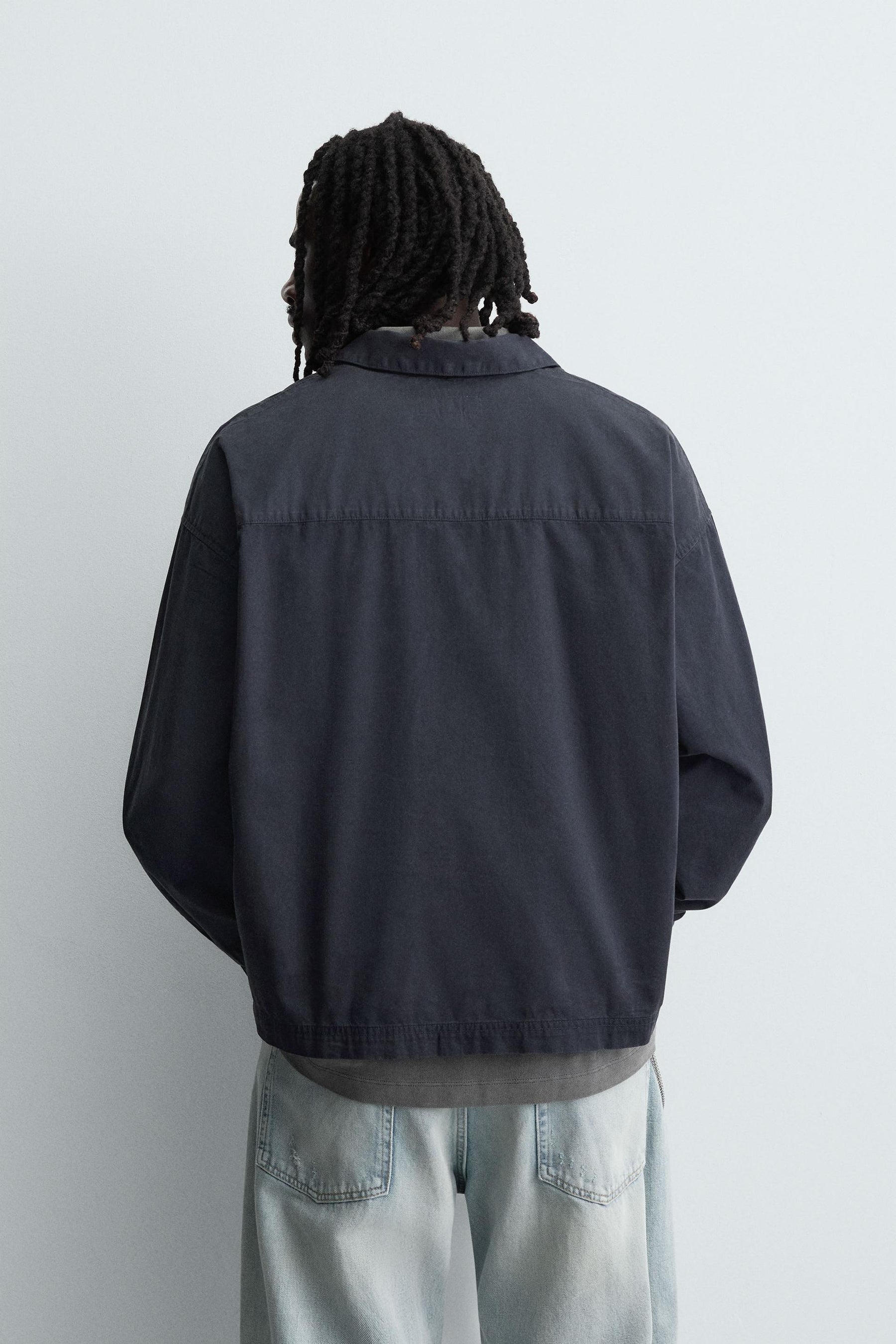 DENIM ZIP-UP POLO SHIRT - Image 3