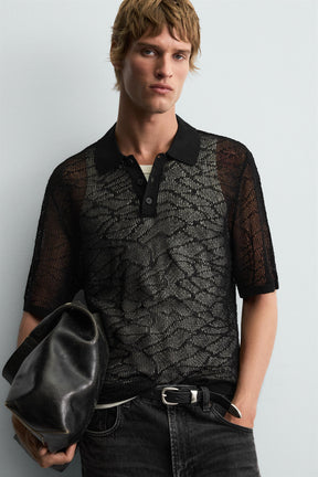 OPENWORK KNIT POLO SHIRT - Image 5