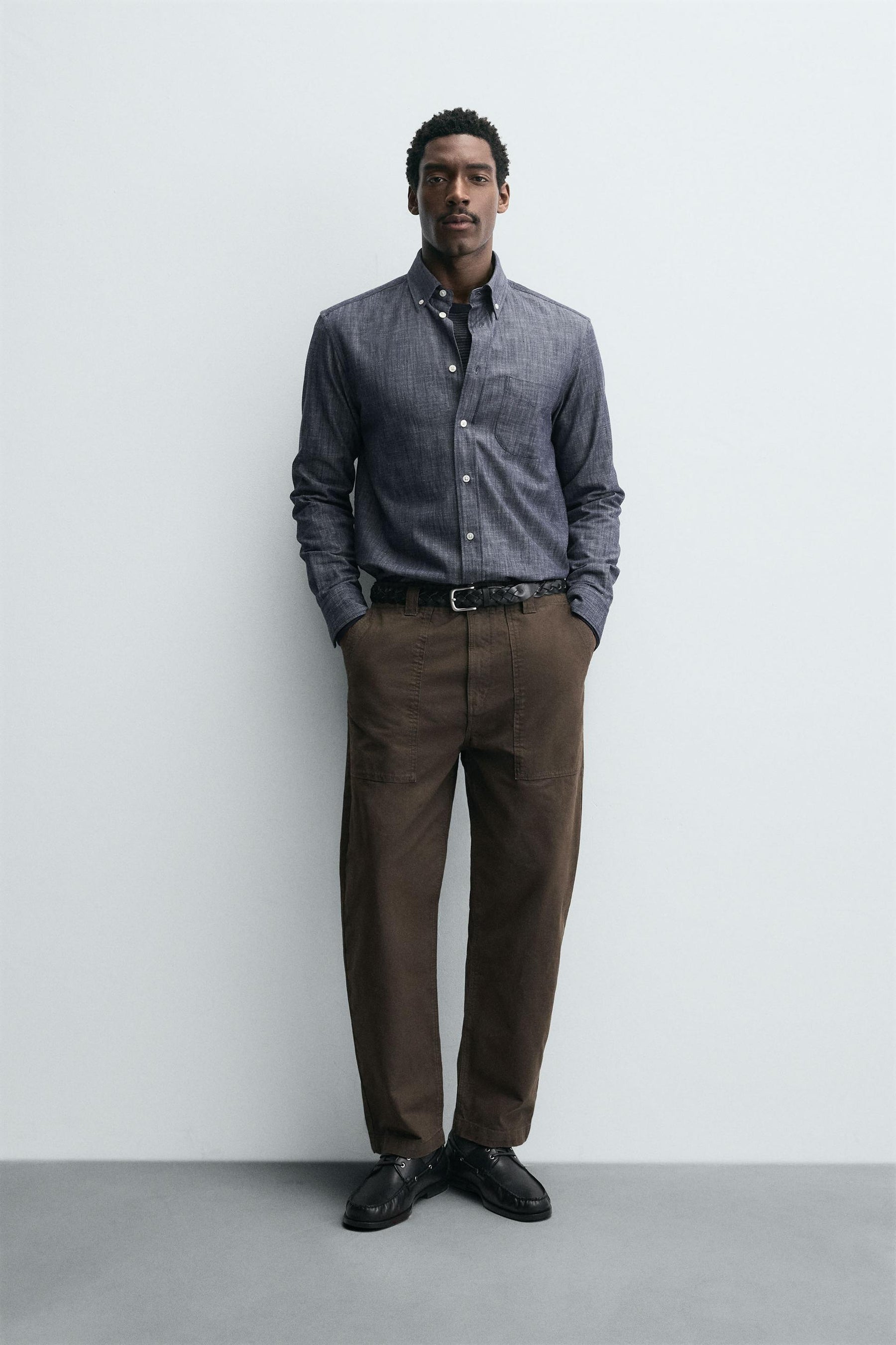 WASHED STRAIGHT-LEG TROUSERS - Image 1