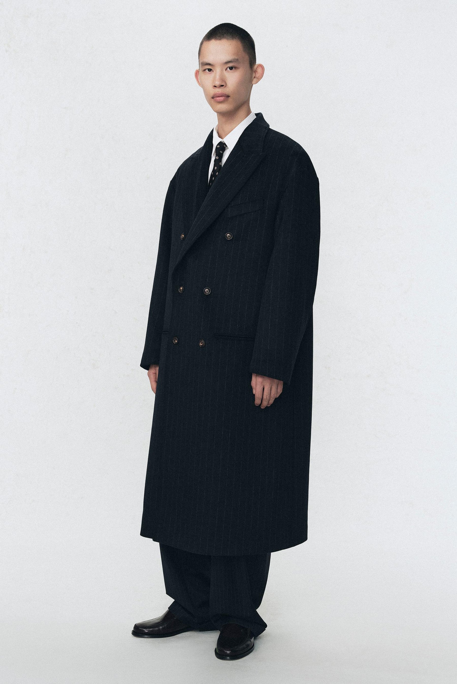 Pinstripe Oversized Coat