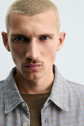 CHECK TEXTURED OVERSHIRT - Image 4