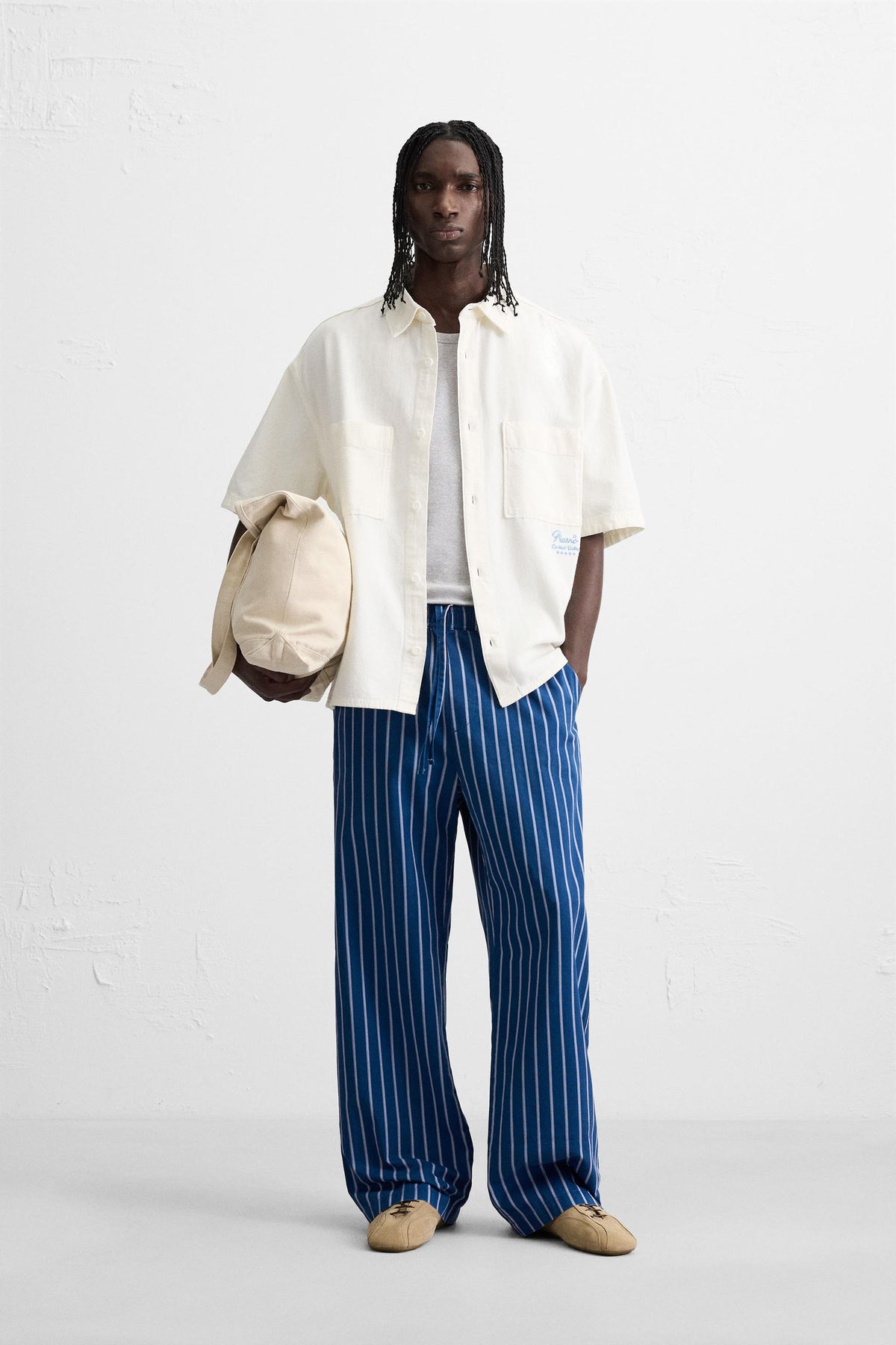 CONTRAST EMBROIDERY SHIRT - Image 1