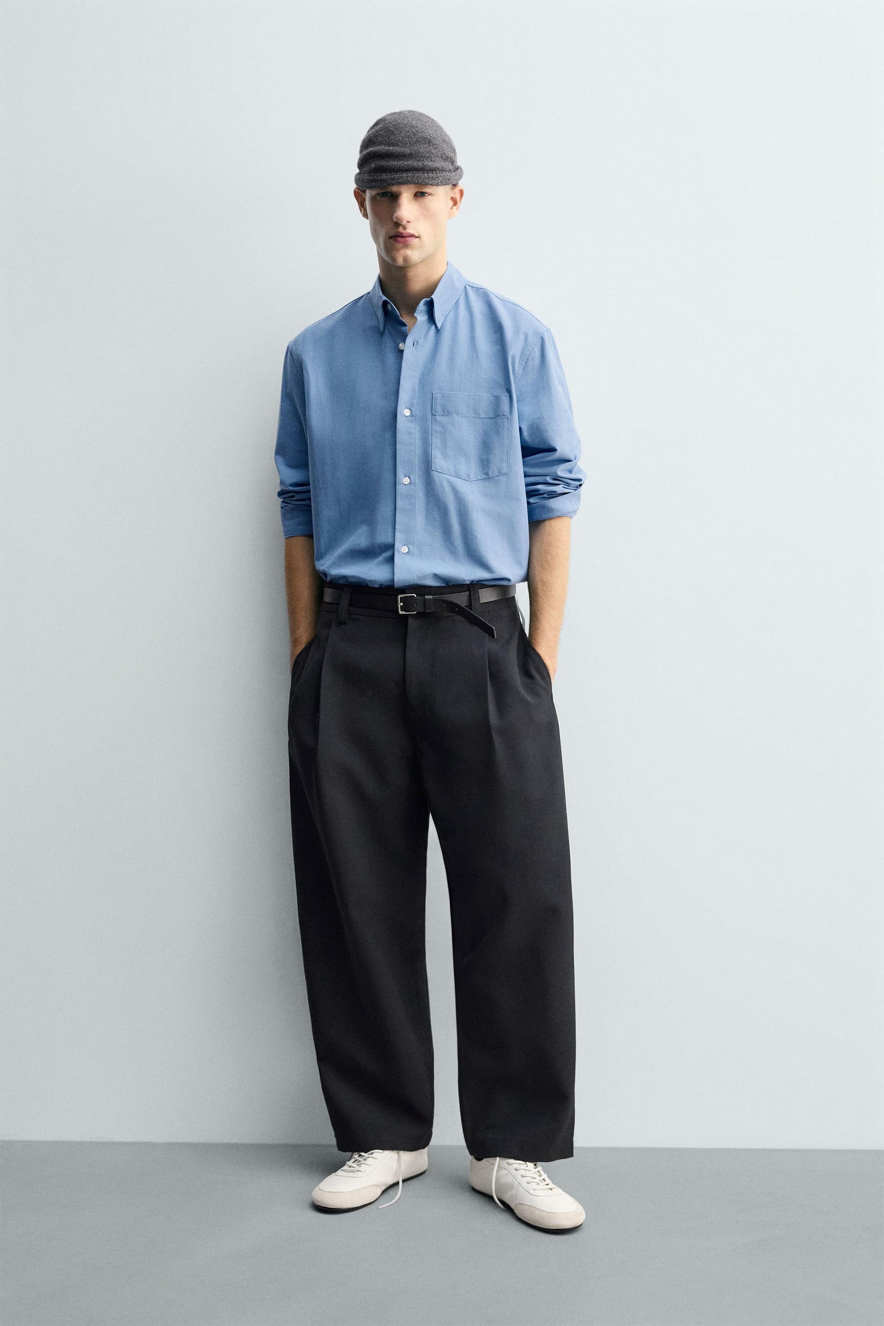 TEXTURED OXFORD SHIRT WITH POCKET - Image 1