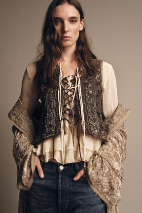 ZW COLLECTION BEADED EMBROIDERED WAISTCOAT - Image 1
