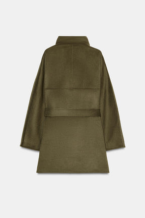 HIGH-NECK WOOL BLEND COAT ZW COLLECTION - Image 3