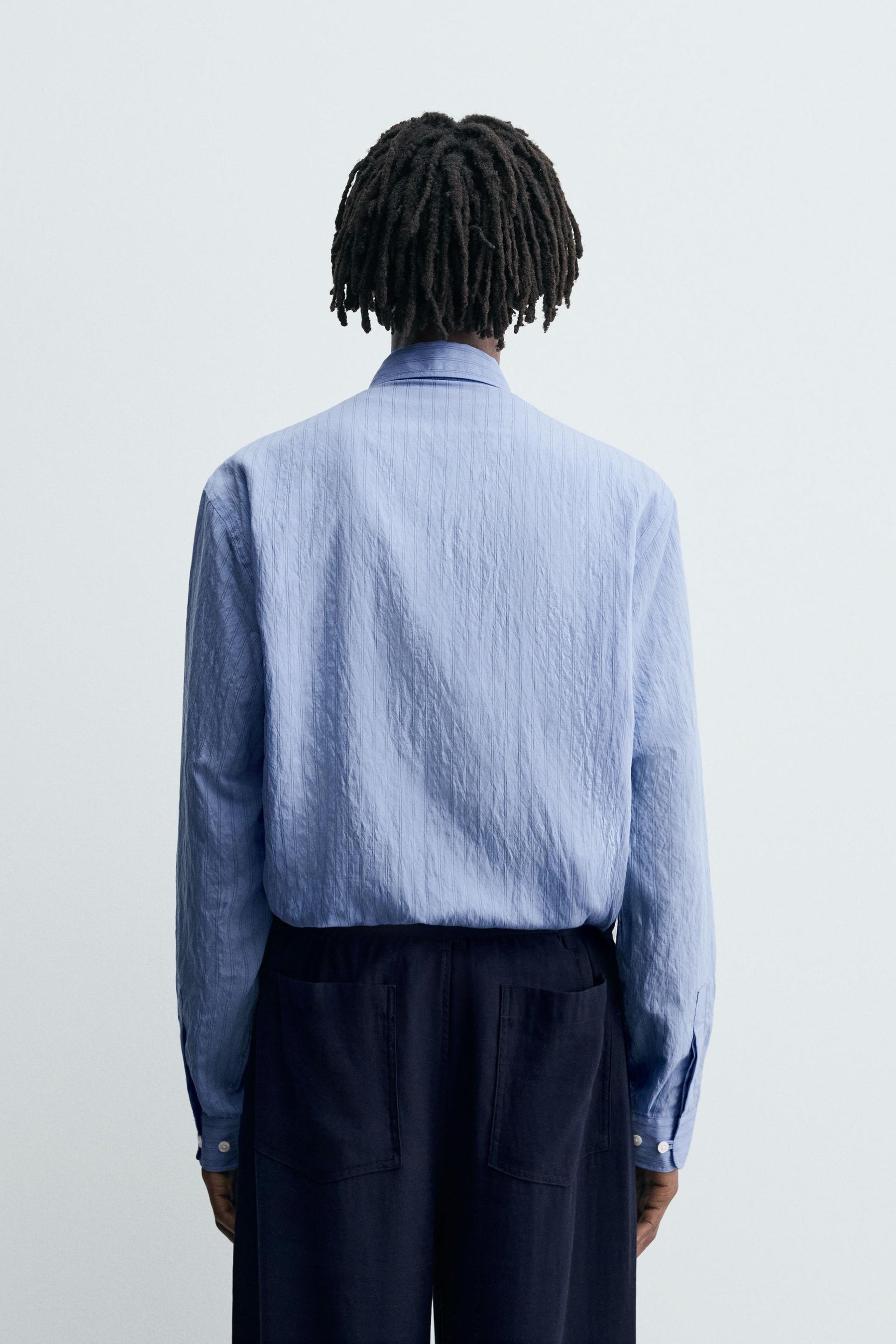 CREASED-EFFECT STRIPED FLOWING SHIRT - Image 3