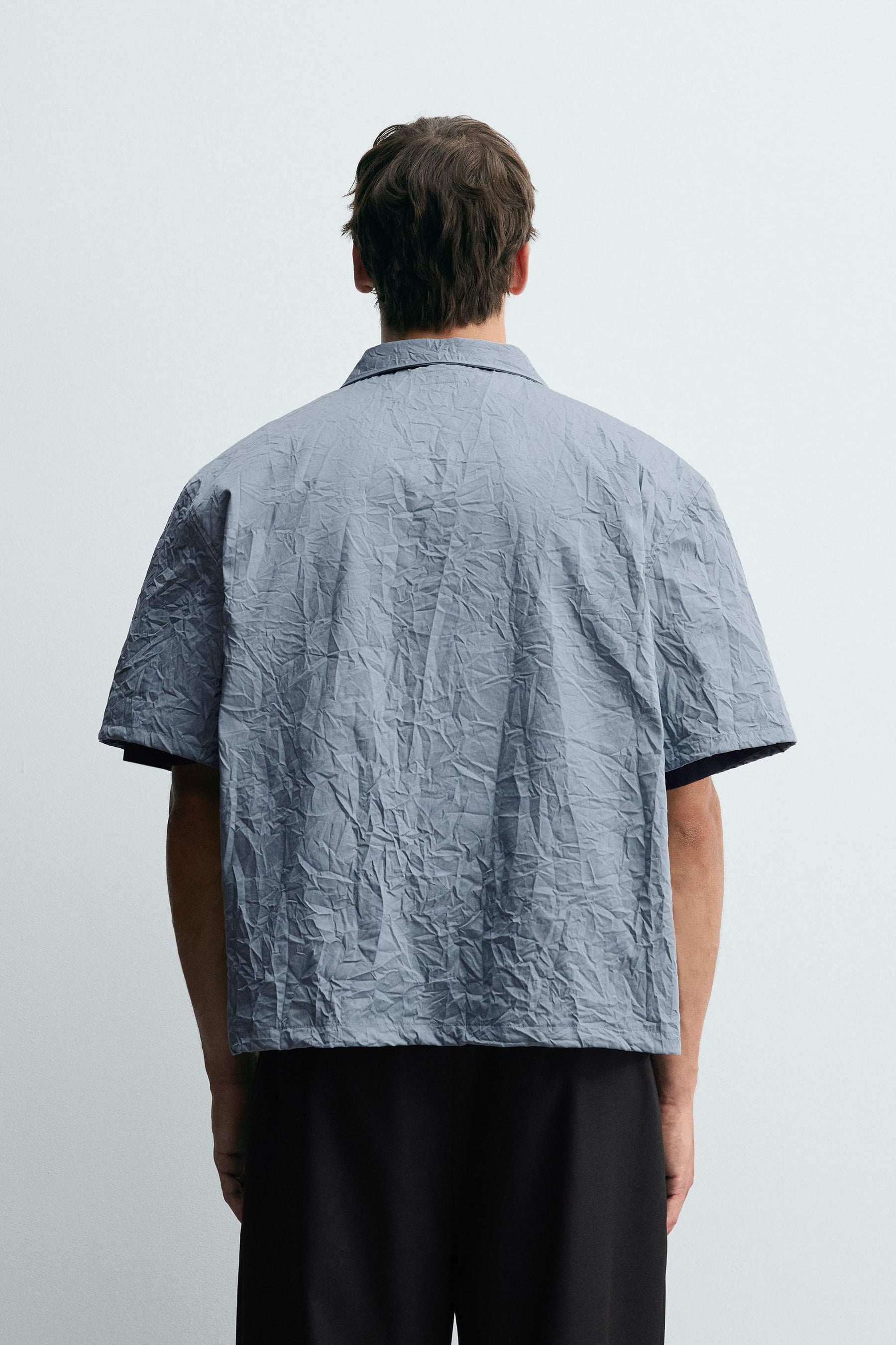 CREASED-EFFECT ZIP-UP SHIRT - Image 3