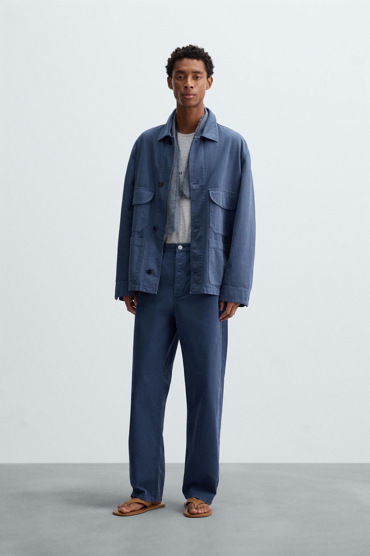 WASHED STRAIGHT-LEG TROUSERS - Image 1