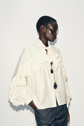 Rüschenbluse mit Schleife