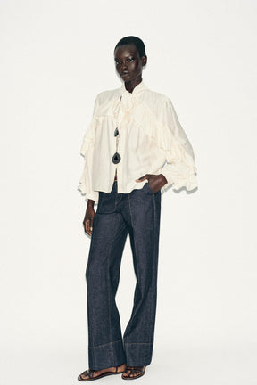 Rüschenbluse mit Schleife