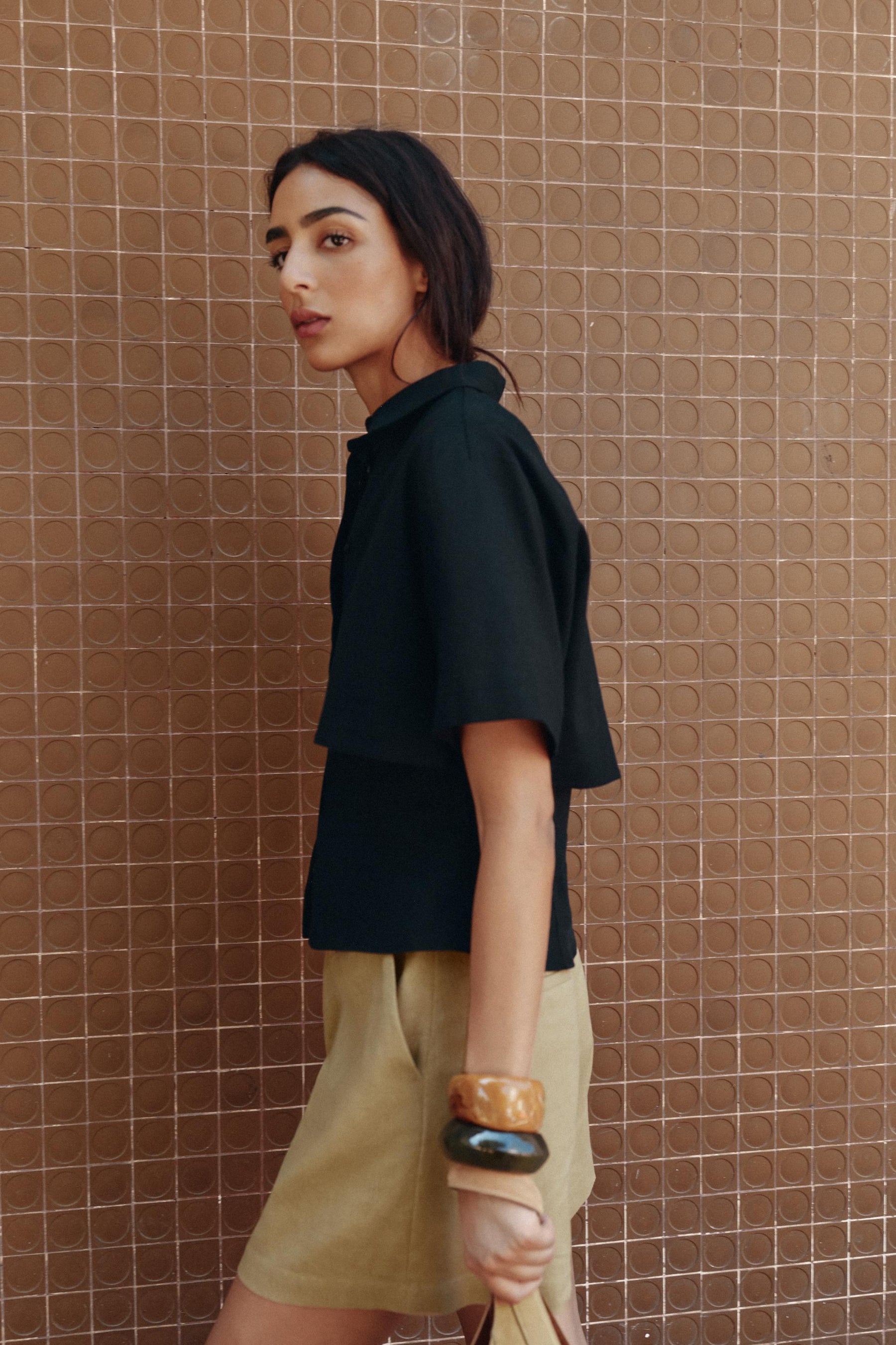 tailliertes Hemd aus Leinenmischgewebe