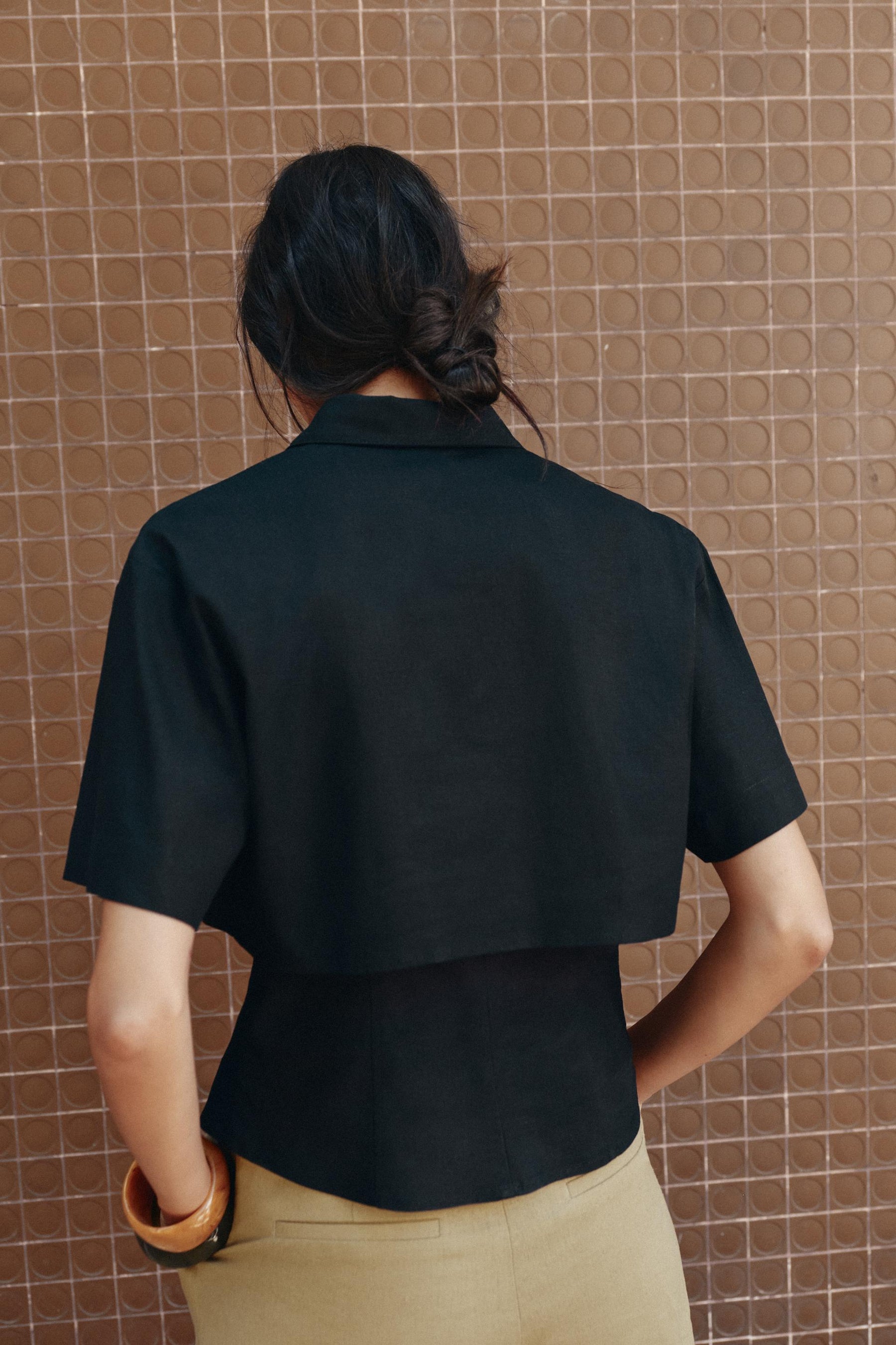 tailliertes Hemd aus Leinenmischgewebe