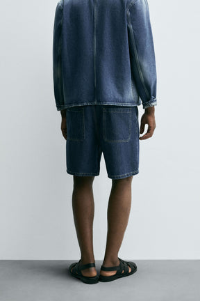 LIGHTWEIGHT DENIM STRAIGHT-LEG BERMUDA SHORTS - Image 3