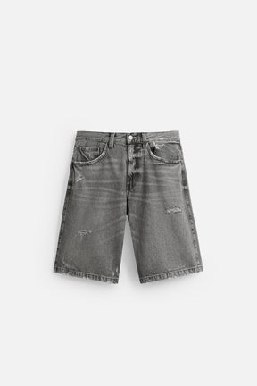 RIPPED BAGGY FIT DENIM BERMUDA SHORTS - Image 6