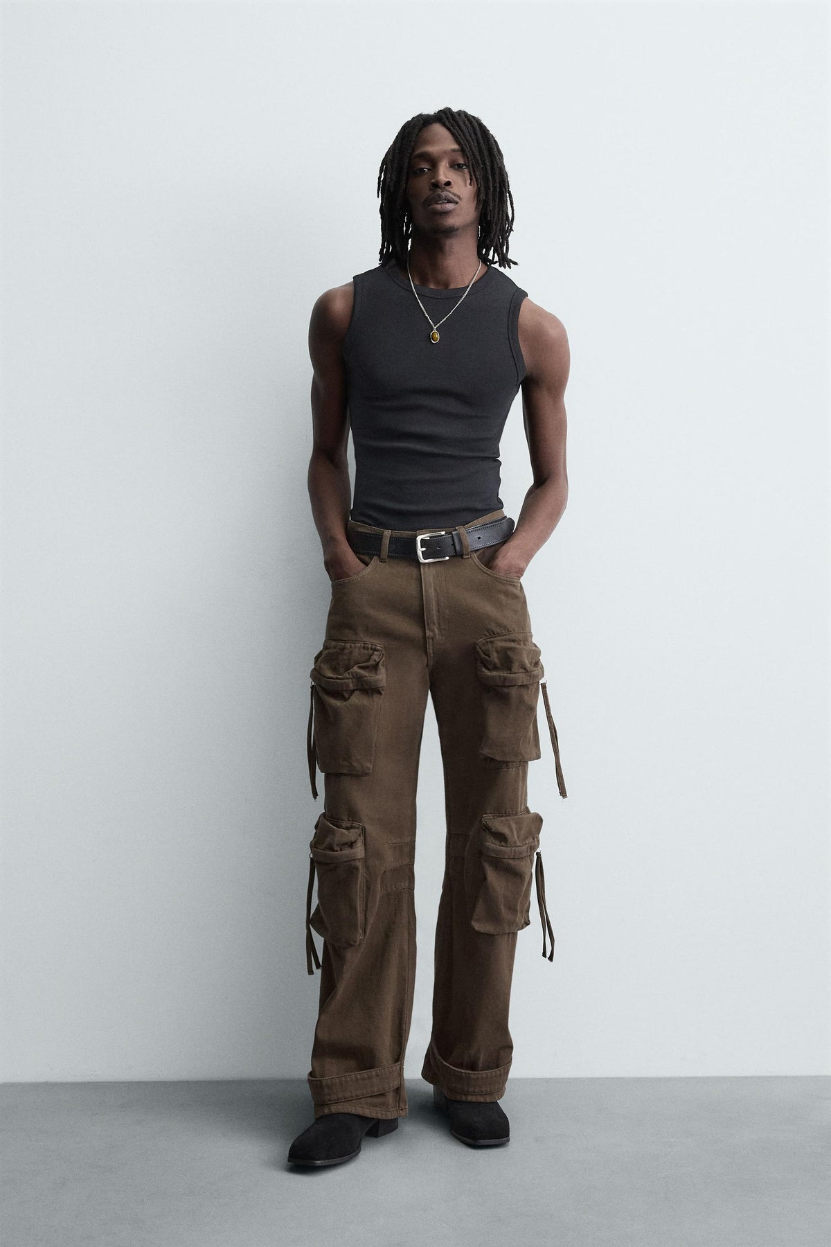 DENIM CARGO TROUSERS WITH POCKETS - Image 1