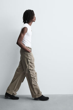 DENIM CARGO TROUSERS WITH POCKETS - Image 6