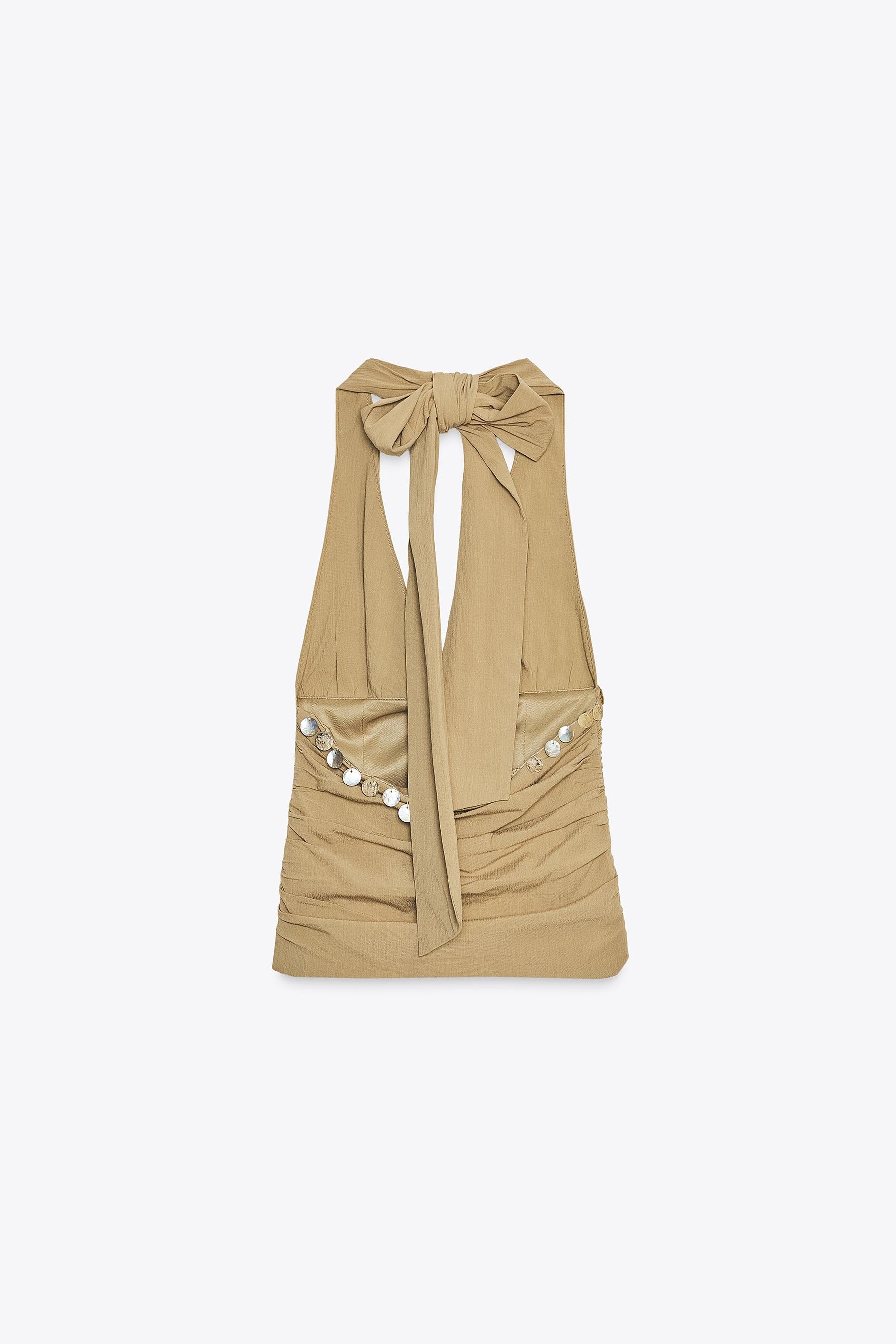 Perlenbesetztes Neckholder-Top