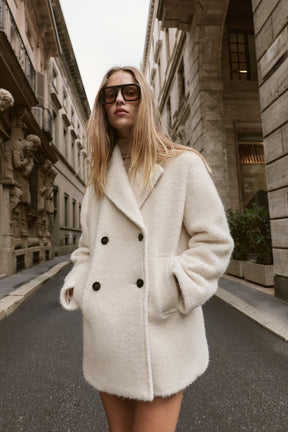 BOUCLÉ DOUBLE-BREASTED MID-LENGTH COAT - Image 4