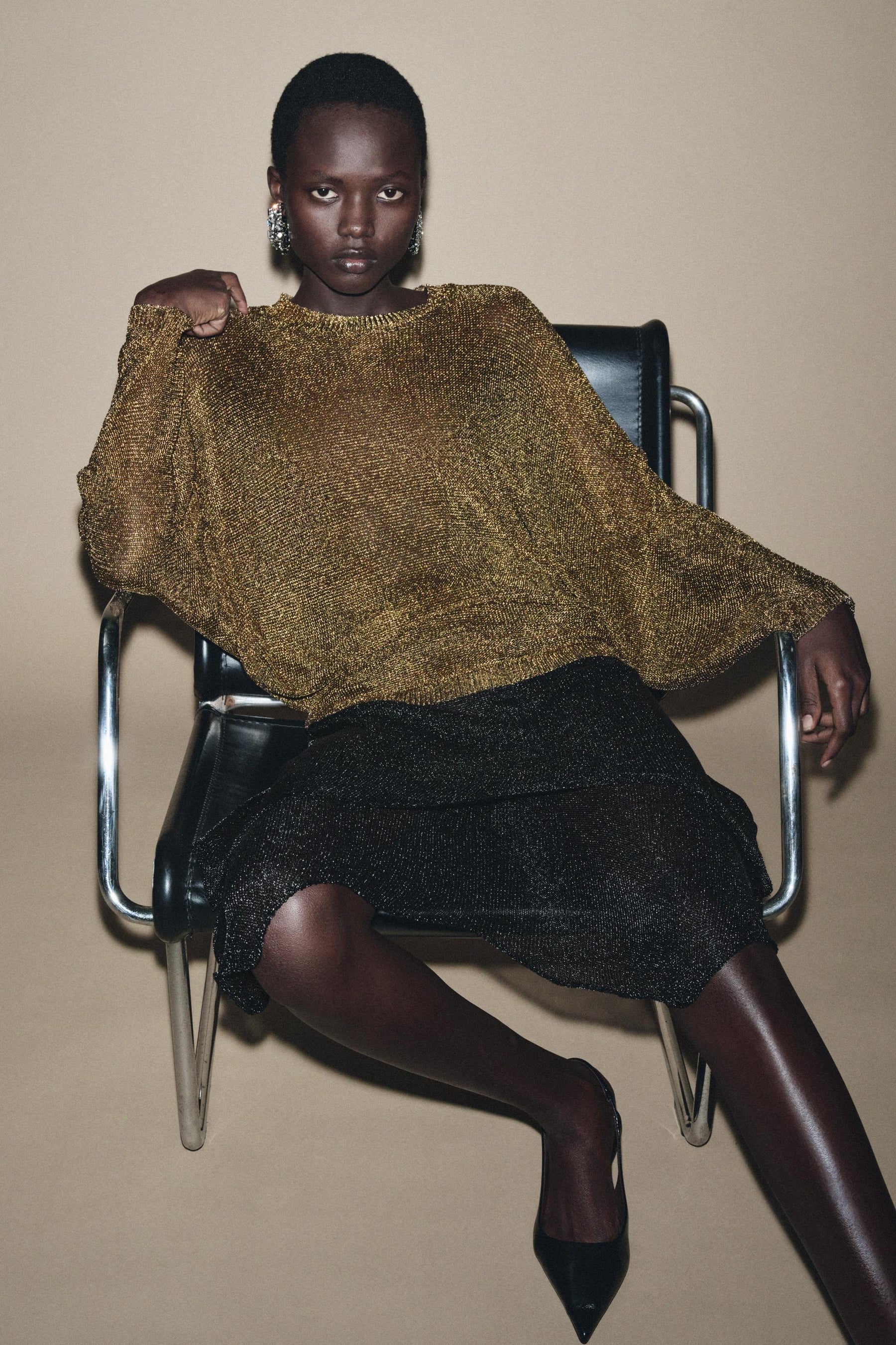 METALLIC STRICKPULLOVER