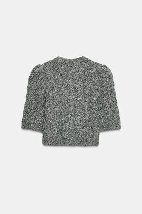 Strickjacke mit Puffärmeln