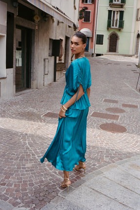 Satinbluse mit Raffungen