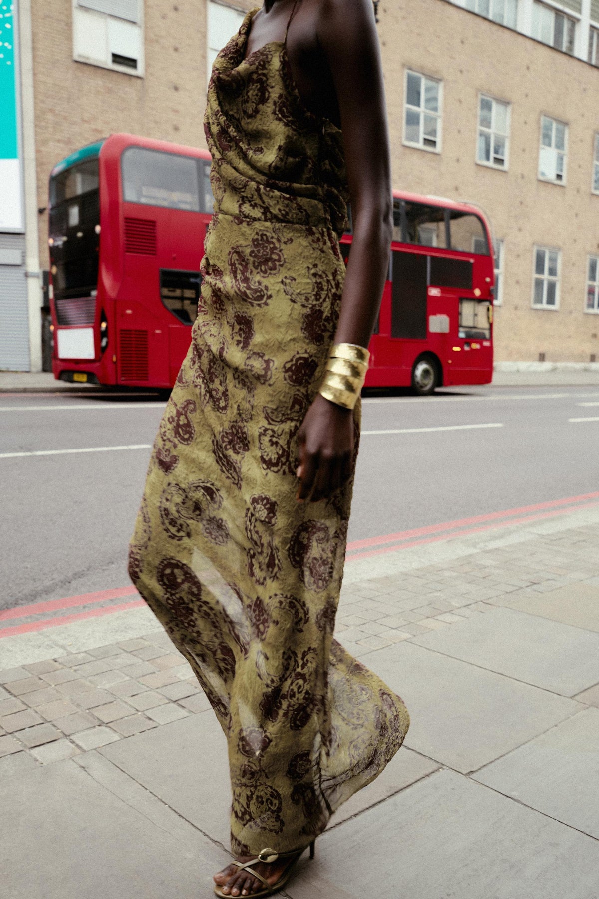 ASYMMETRIC PRINTED MIDI DRESS - Image 2