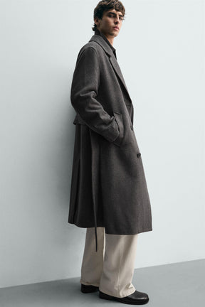 Belted Wool Blend Coat