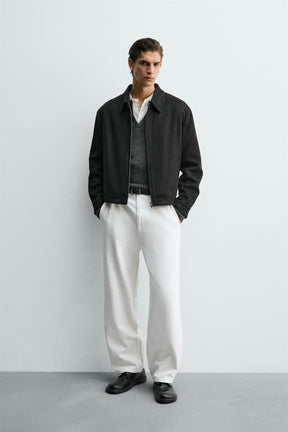 CROPPED FIT FAUX SUEDE JACKET - Image 1