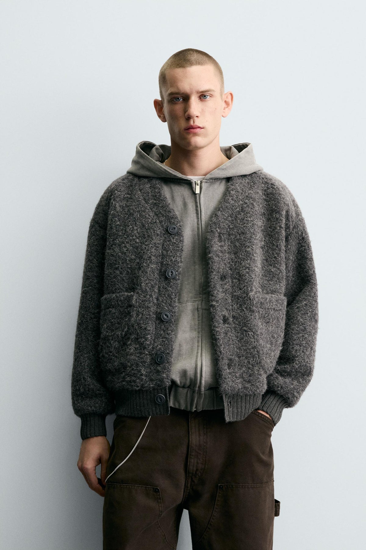 TEXTURED CARDIGAN WITH POCKETS - Image 2