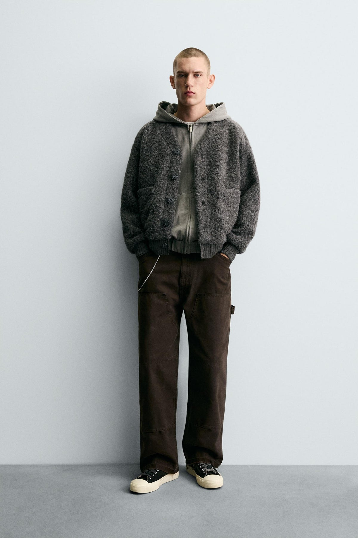 TEXTURED CARDIGAN WITH POCKETS - Image 1