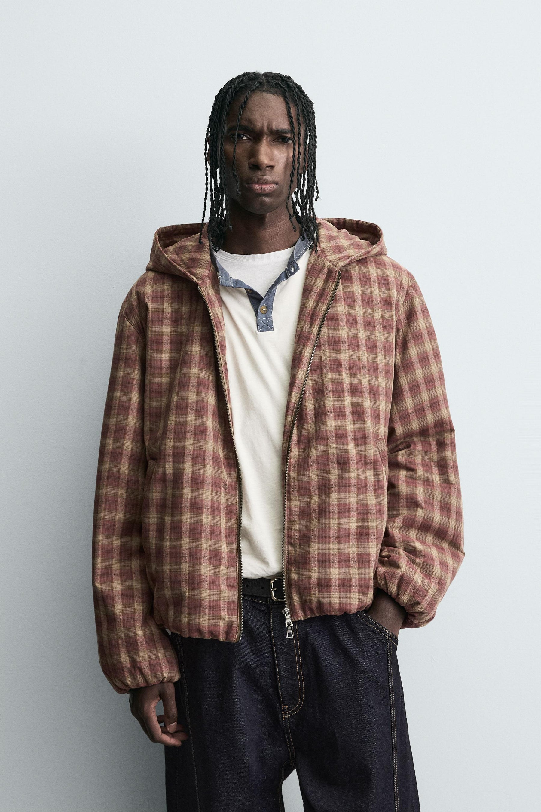 Karierte Kapuzenjacke 