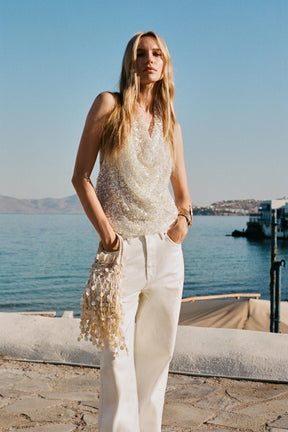 Pailletten-Haltertop