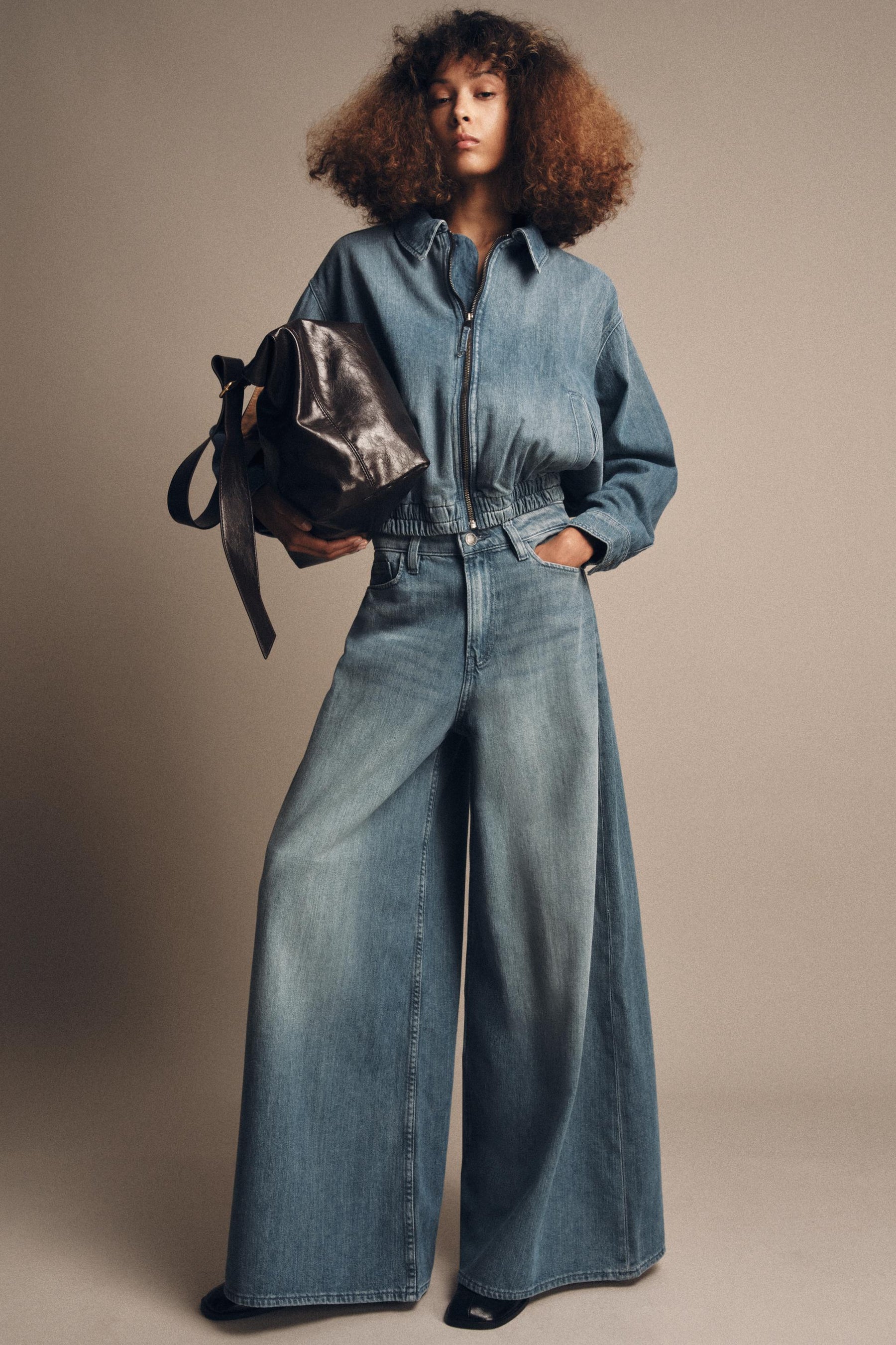 ZW COLLECTION DENIM BOMBER JACKET - Image 4