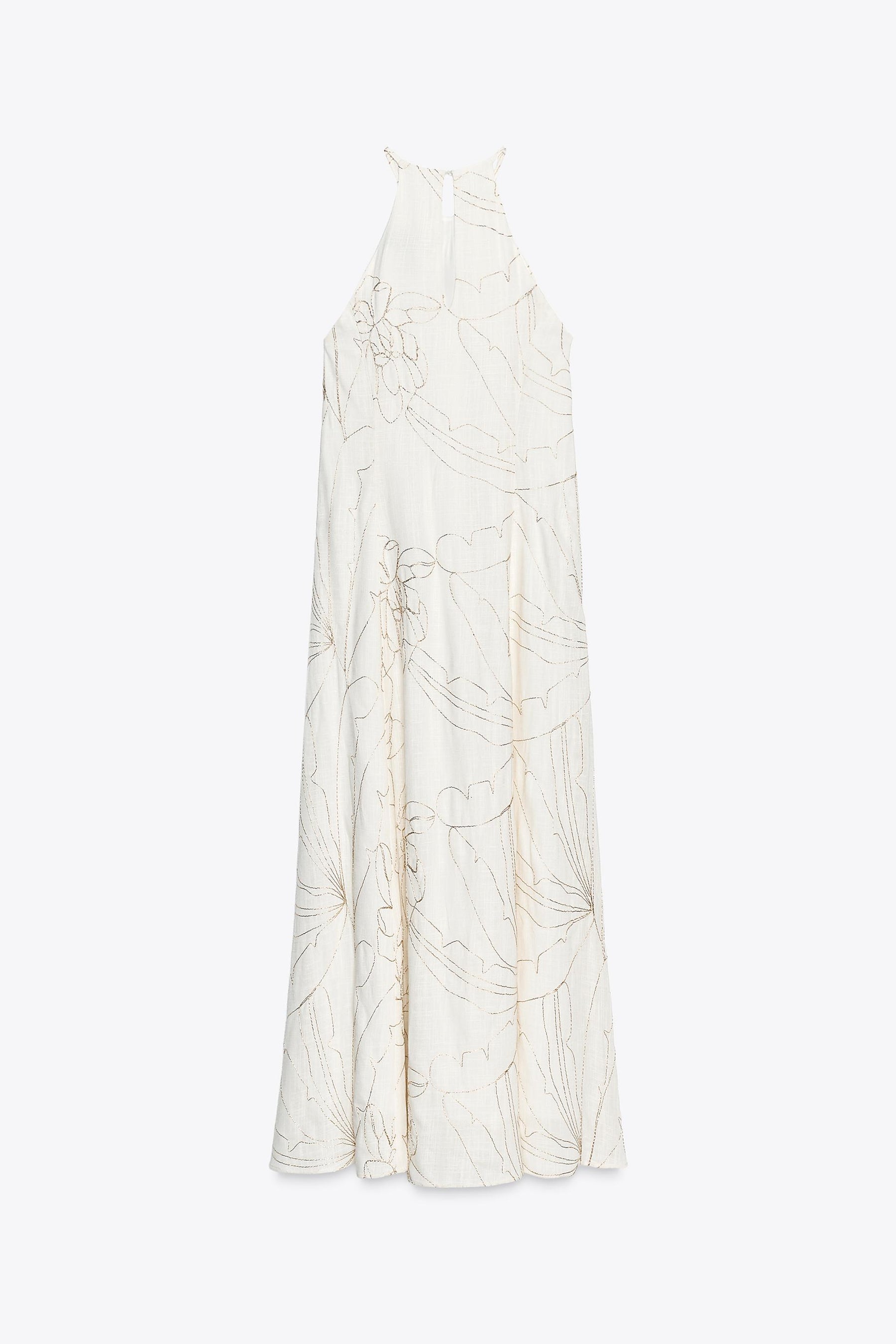 HALTER DRESS WITH FLORAL EMBROIDERY - Image 7