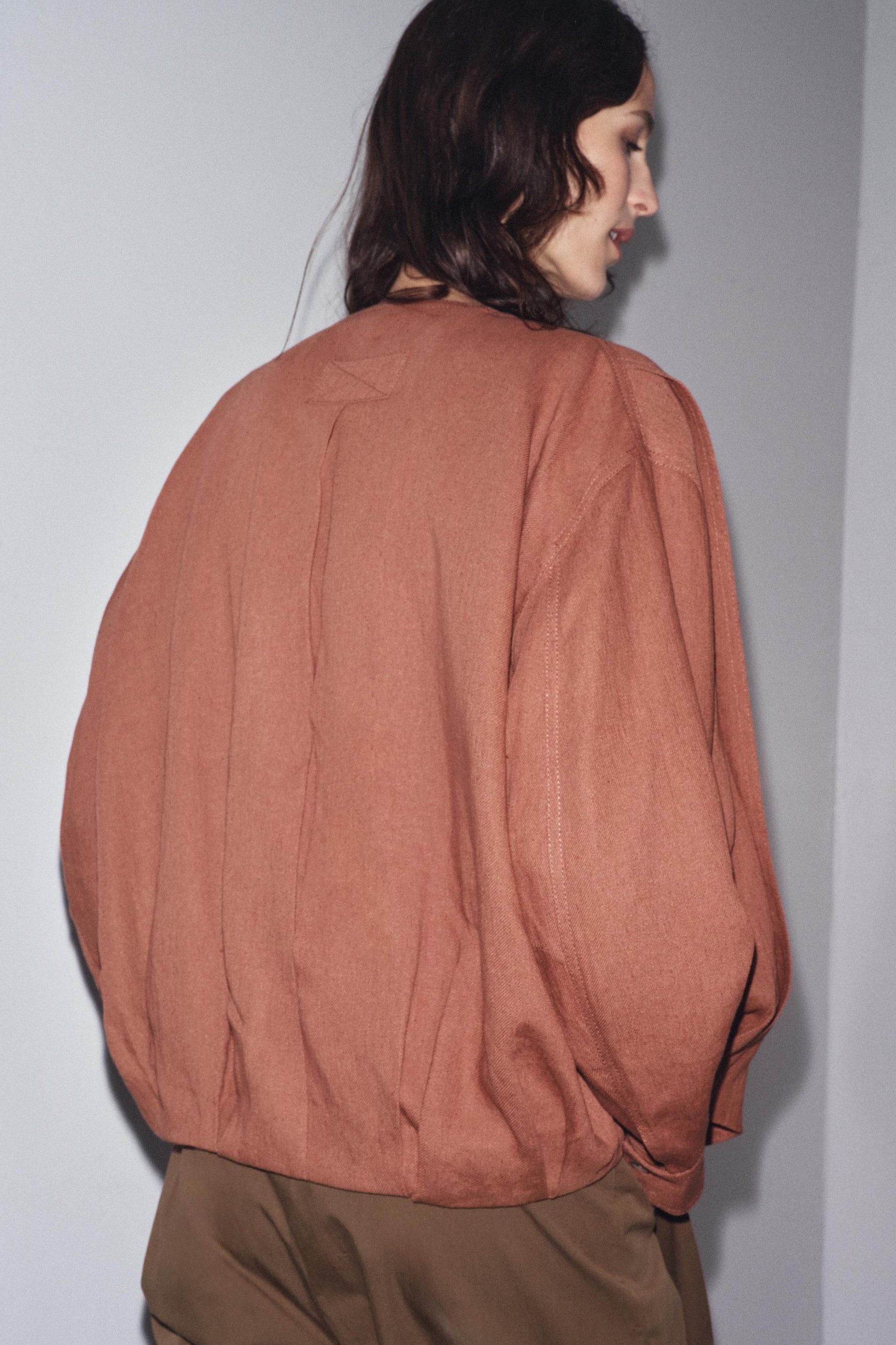 ZW COLLECTION LINEN BLEND BOMBER JACKET - Image 3