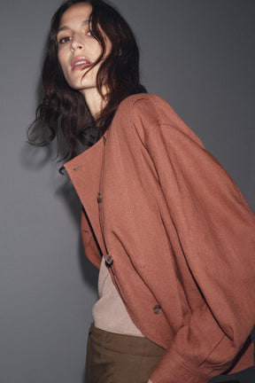 ZW COLLECTION LINEN BLEND BOMBER JACKET - Image 4