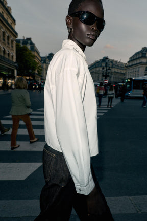 Mit Juwelenperlen besetztes Popelinehemd