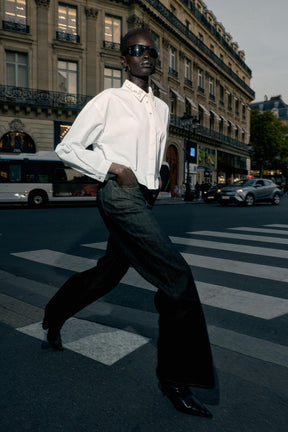 Mit Juwelenperlen besetztes Popelinehemd