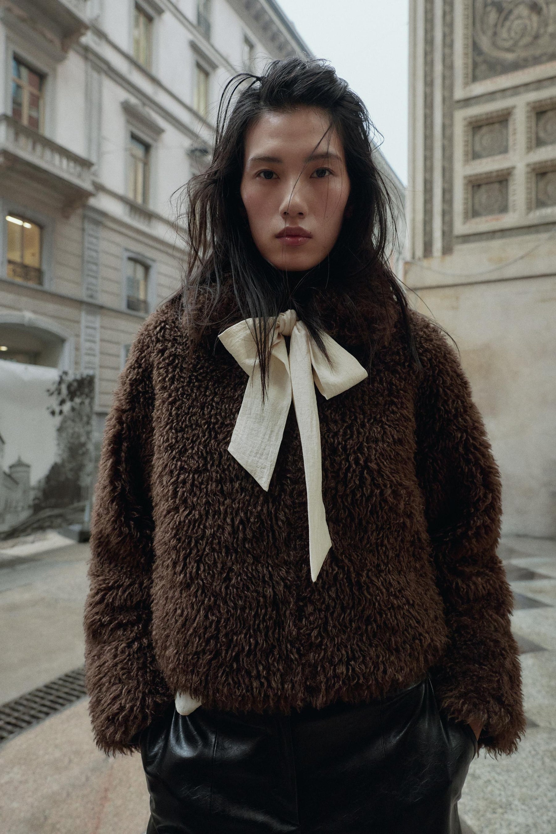 CROPPED FAUX SHEARLING COAT - Image 3