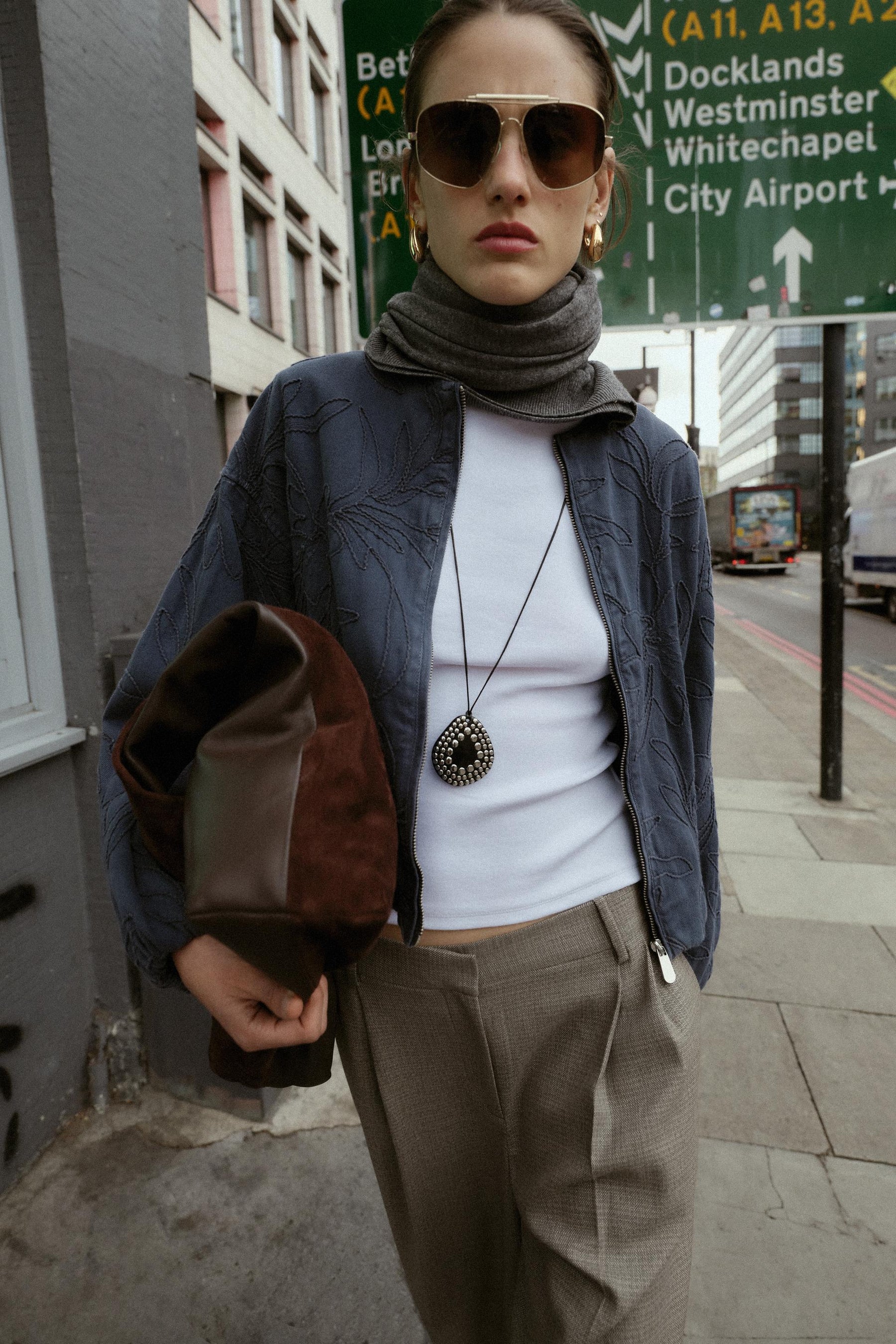 EMBROIDERED FAUX SUEDE BOMBER JACKET - Image 2