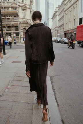 Oversize-Satinhemd mit Crinkle-Effekt