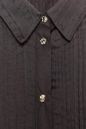 Oversize-Satinhemd mit Crinkle-Effekt