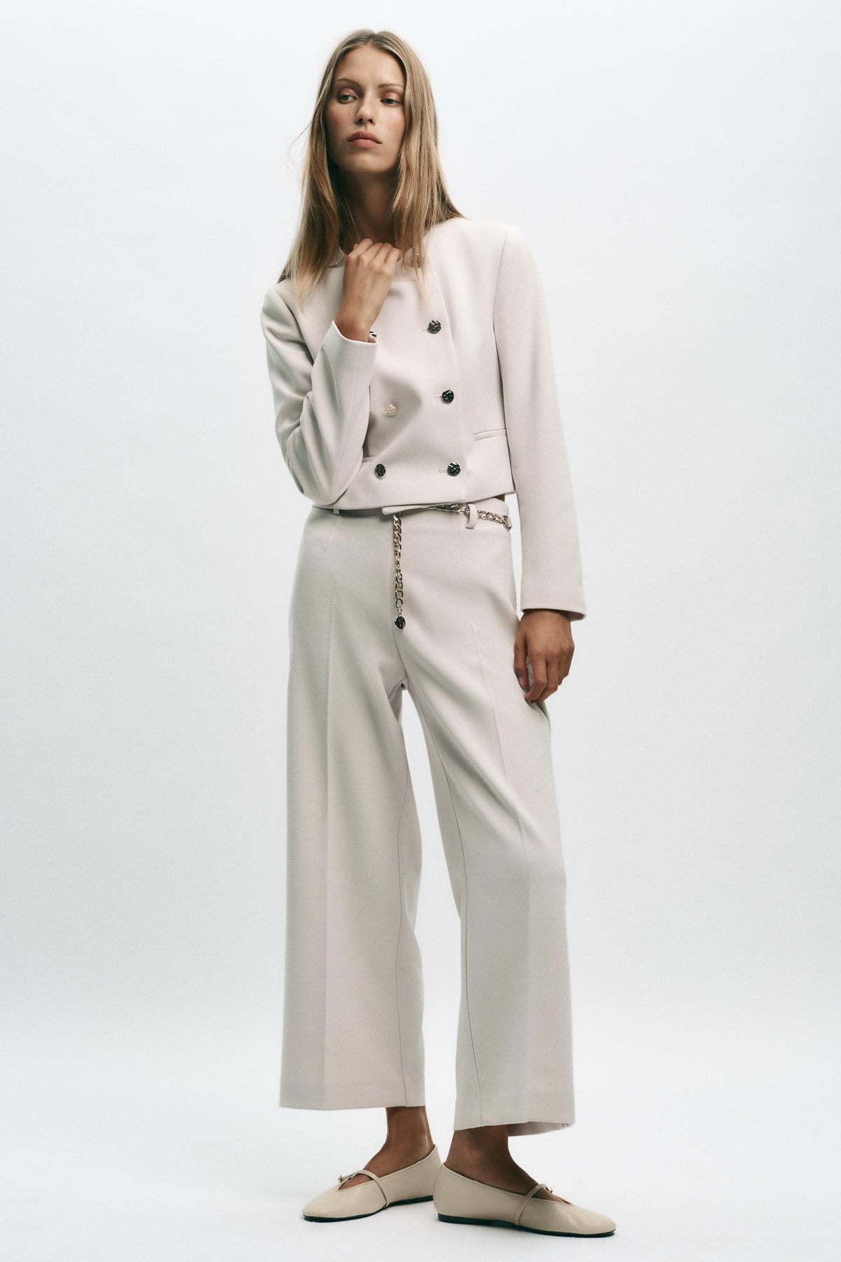 Cropped-Hose mit Kette