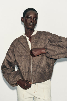 Bestickte Wildleder-Bomberjacke