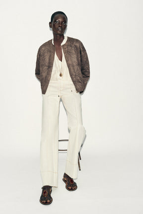 Bestickte Wildleder-Bomberjacke