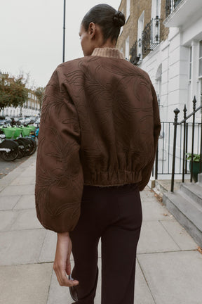 EMBROIDERED FAUX SUEDE BOMBER JACKET - Image 4