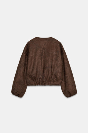 EMBROIDERED FAUX SUEDE BOMBER JACKET - Image 6