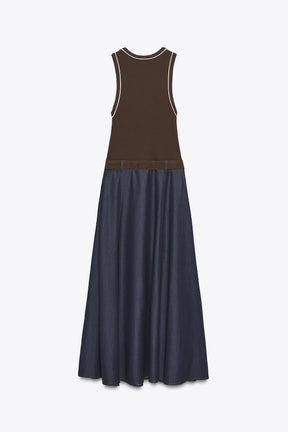 CONTRAST MIDI DRESS WITH BELT - Image 8