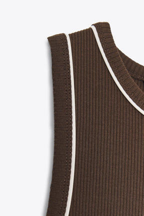 CONTRAST MIDI DRESS WITH BELT - Image 9